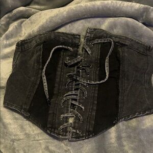 Women's Black Denim Corset